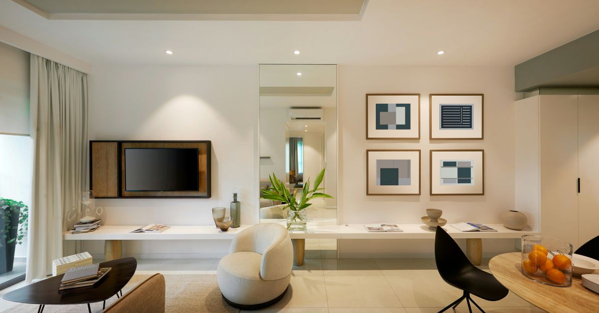 2 BHK flat for rent in Chennai – modern living room interior