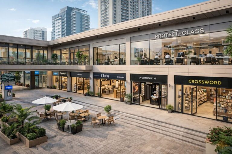 Retail shops and commercial units in Chennai with modern storefronts, shopping complex layout and business spaces