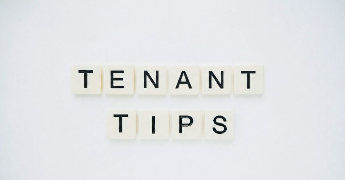 White letter tiles spelling “Tenant Tips” on a clean white background