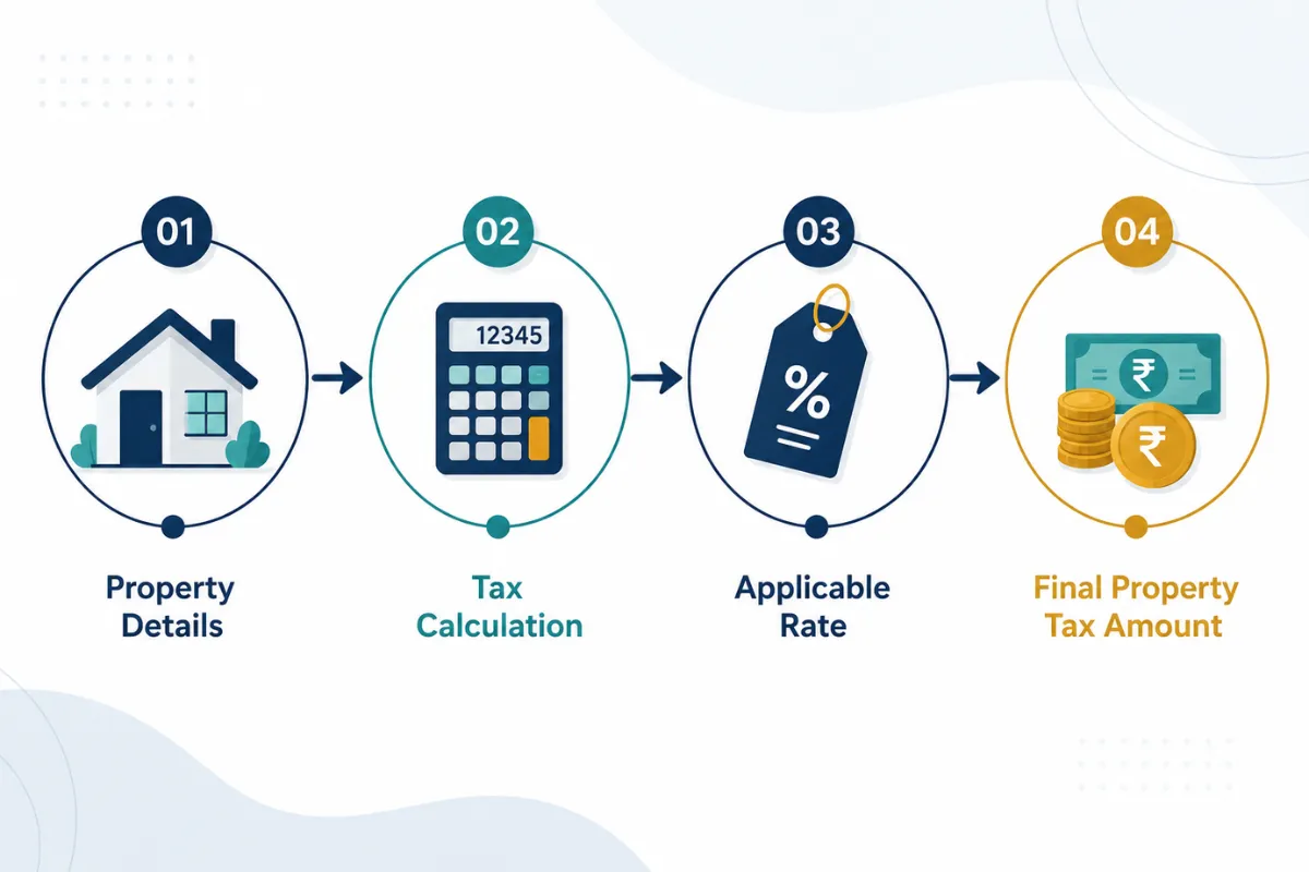 Property Tax in Chennai calculation showing property details, tax calculation, applicable rate and final tax amount.