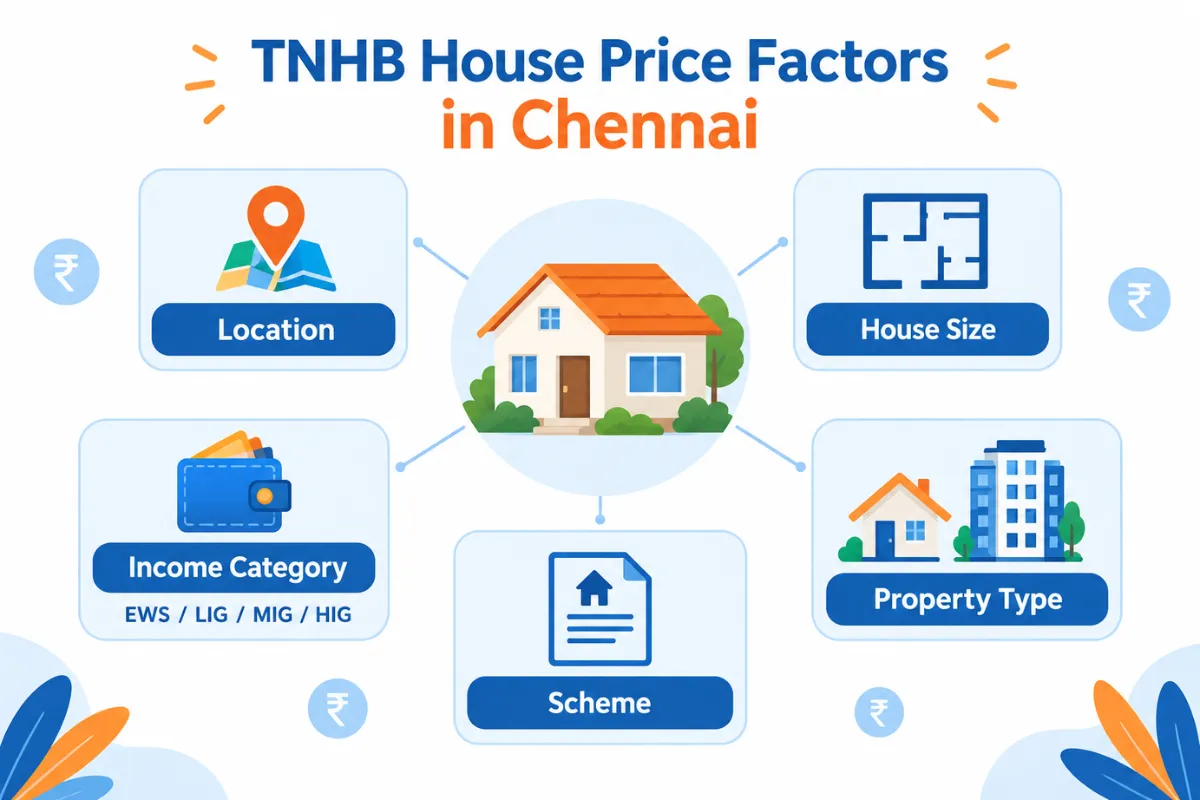 TNHB House for Sale in Chennai guide showing scheme search, eligibility, application, document checks and purchase steps.