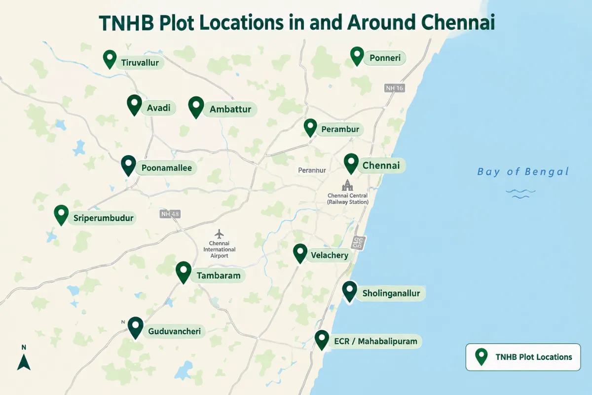 TNHB plots for sale in Chennai across Ambattur, Avadi, Sholinganallur, Tambaram and other key locations.